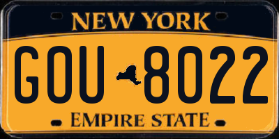 NY license plate GOU8022