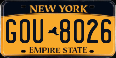 NY license plate GOU8026