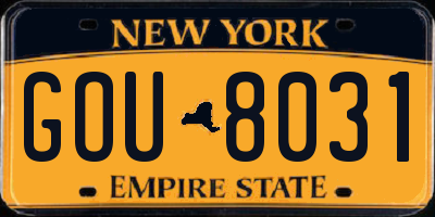 NY license plate GOU8031