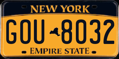 NY license plate GOU8032