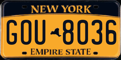 NY license plate GOU8036