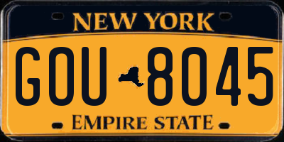 NY license plate GOU8045