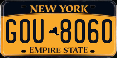 NY license plate GOU8060
