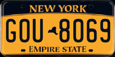 NY license plate GOU8069