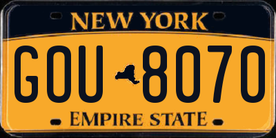 NY license plate GOU8070