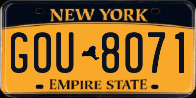 NY license plate GOU8071