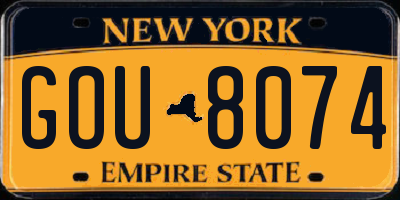 NY license plate GOU8074
