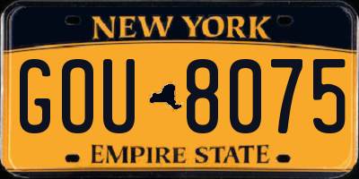 NY license plate GOU8075