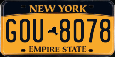 NY license plate GOU8078