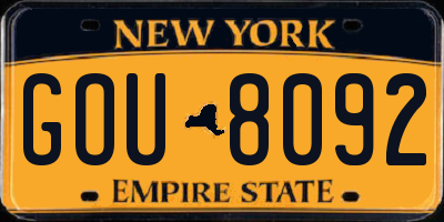 NY license plate GOU8092