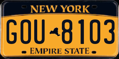 NY license plate GOU8103