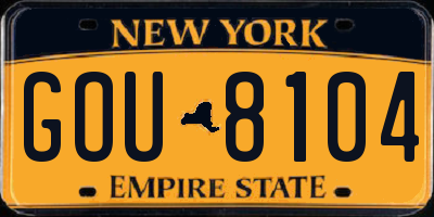 NY license plate GOU8104