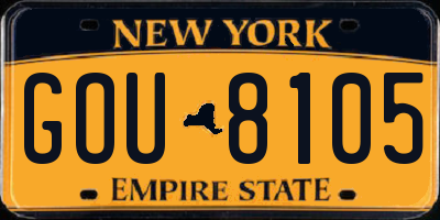 NY license plate GOU8105