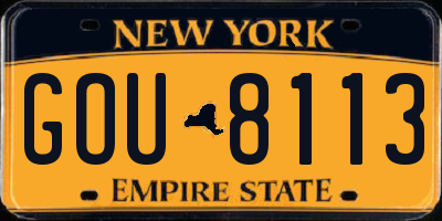 NY license plate GOU8113