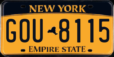 NY license plate GOU8115