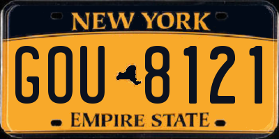 NY license plate GOU8121