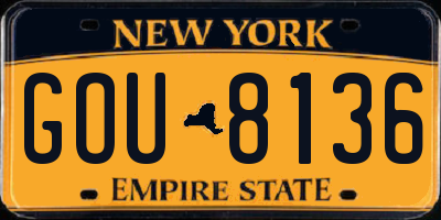 NY license plate GOU8136