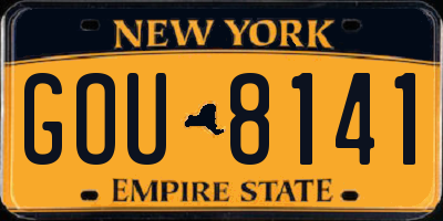NY license plate GOU8141