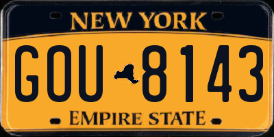 NY license plate GOU8143