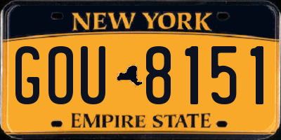 NY license plate GOU8151