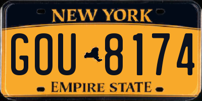 NY license plate GOU8174