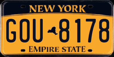 NY license plate GOU8178