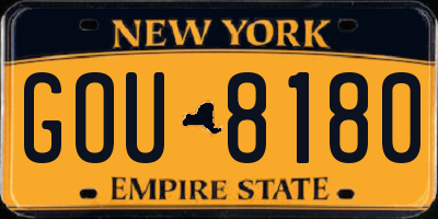 NY license plate GOU8180