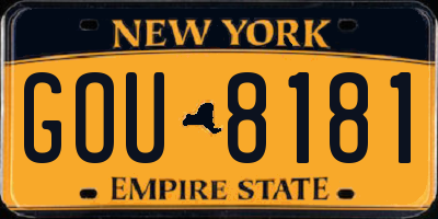 NY license plate GOU8181