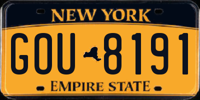 NY license plate GOU8191
