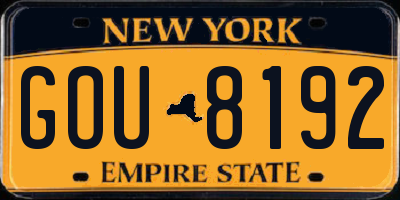 NY license plate GOU8192