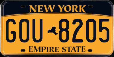 NY license plate GOU8205