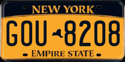 NY license plate GOU8208
