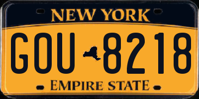 NY license plate GOU8218