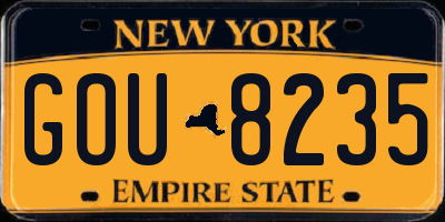 NY license plate GOU8235