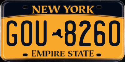 NY license plate GOU8260