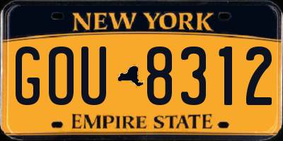 NY license plate GOU8312
