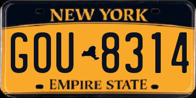 NY license plate GOU8314