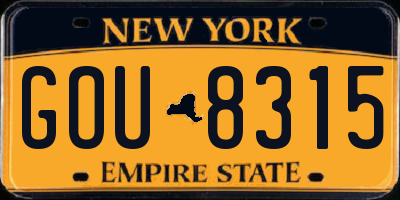 NY license plate GOU8315
