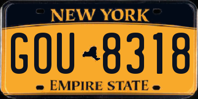 NY license plate GOU8318