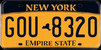 NY license plate GOU8320