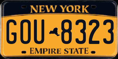 NY license plate GOU8323