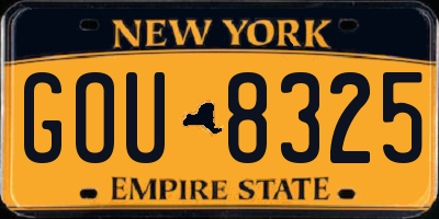 NY license plate GOU8325