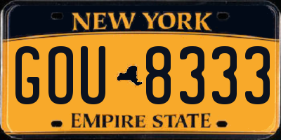 NY license plate GOU8333