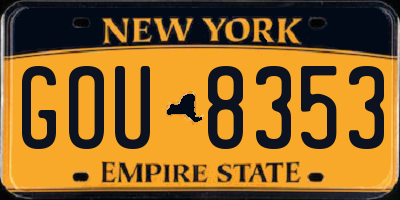 NY license plate GOU8353