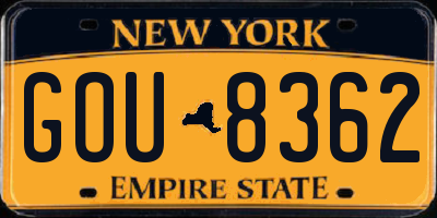 NY license plate GOU8362