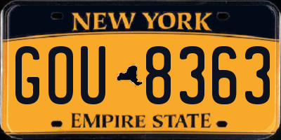 NY license plate GOU8363