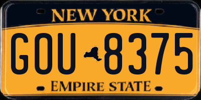 NY license plate GOU8375