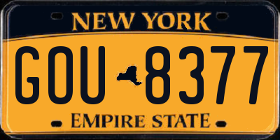 NY license plate GOU8377