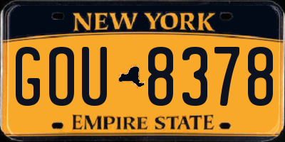 NY license plate GOU8378