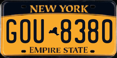 NY license plate GOU8380